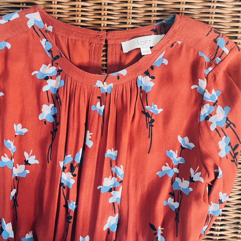 LOFT long sleeve floral dress XS